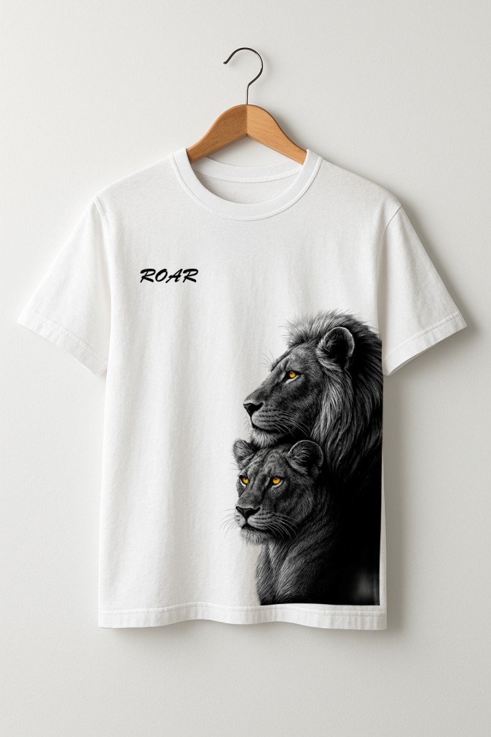 🦁 “Roar Mode” Oversized White T-Shirt